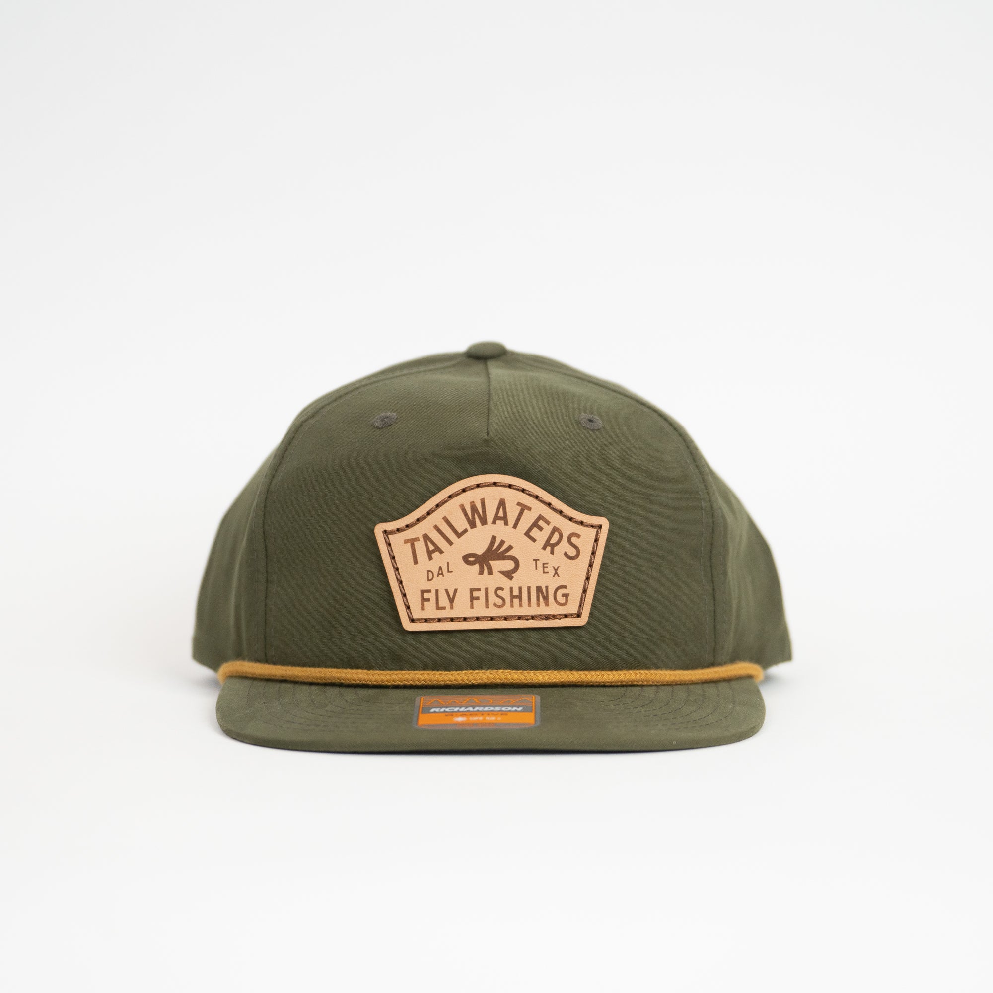 Tailwaters Fly Fishing Trout Fly Logo Leather Patch Hat