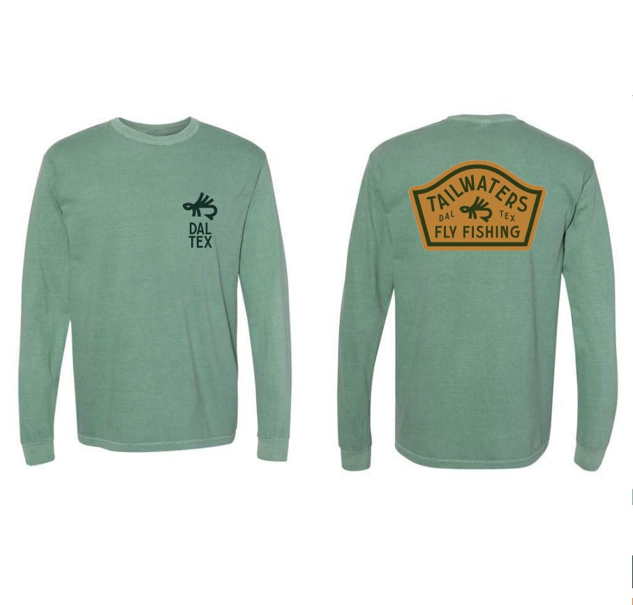 Tailwaters Fly Fishing Trout Fly Border Logo Long Sleeve Shirt
