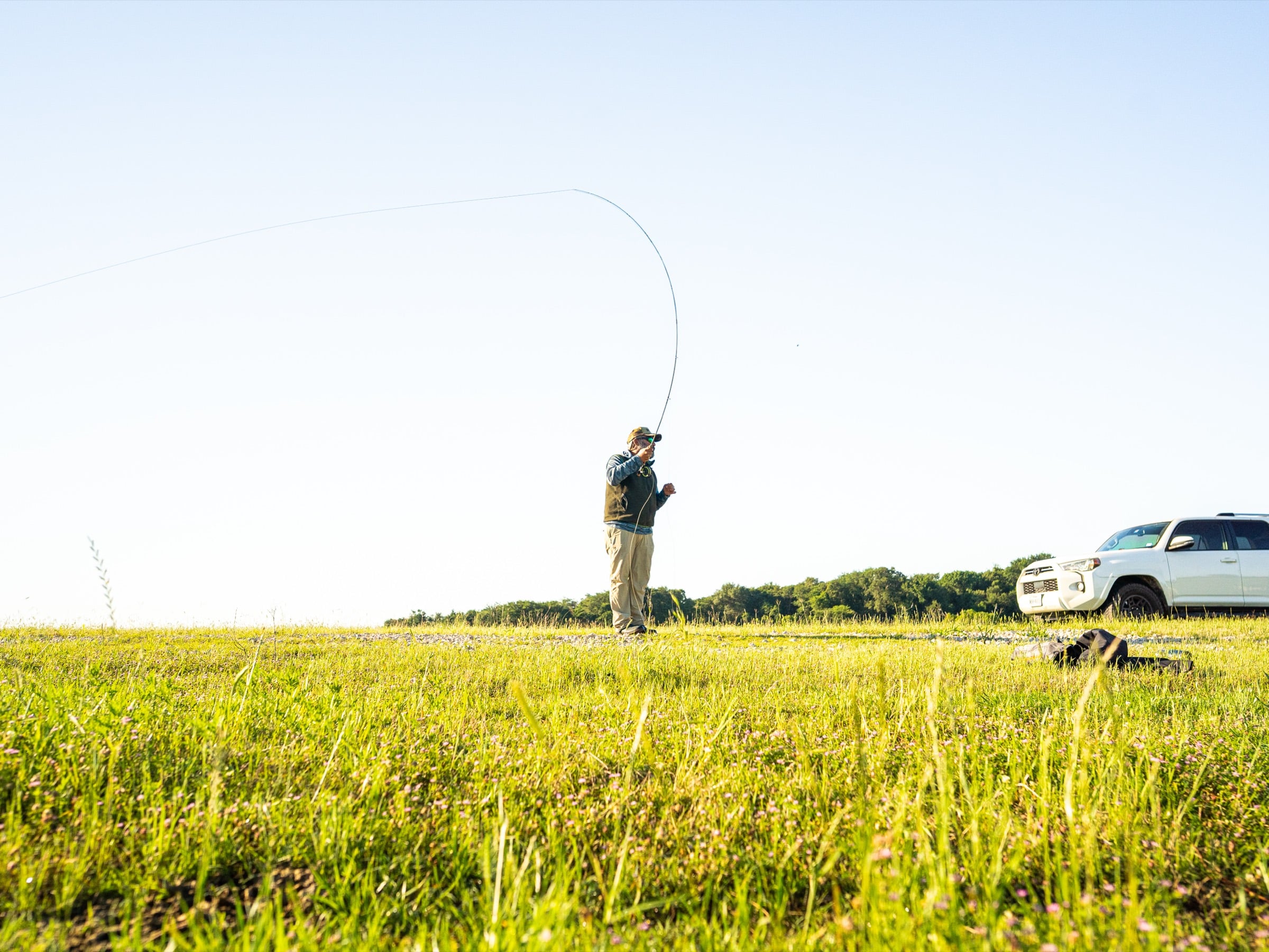 Casting on an open prairie river
