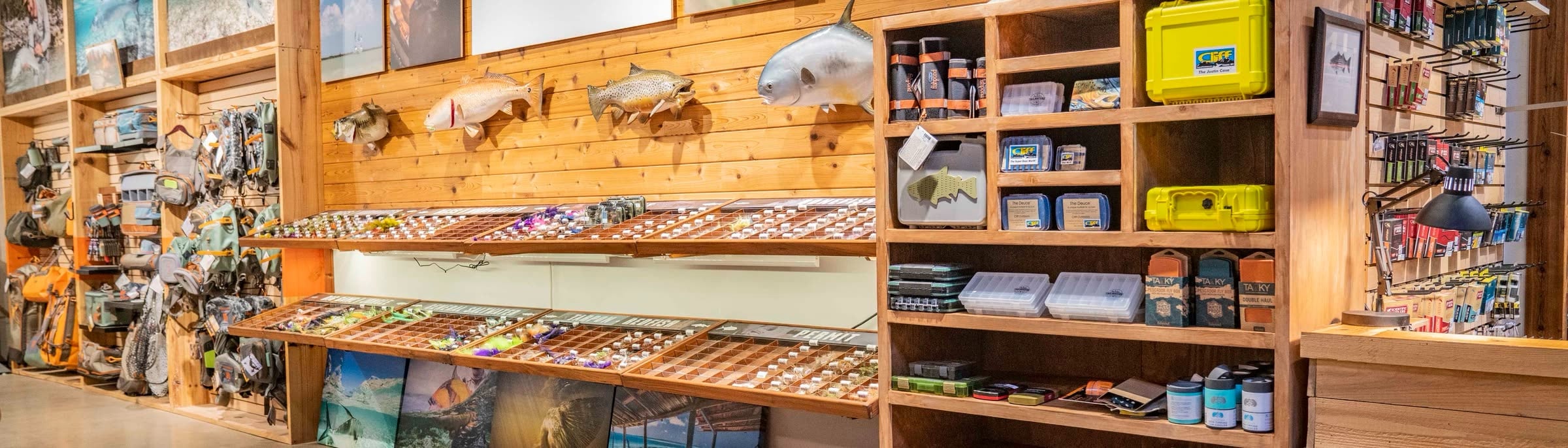 The fly bins in the Tailwaters shop