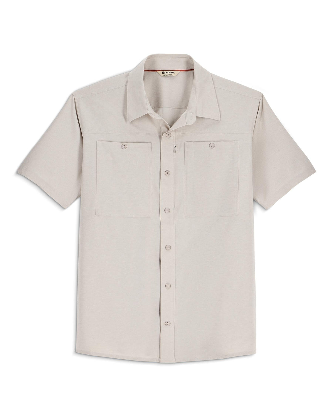 Simms Men's Launch SS Shirt, Lunar Gray Heather, front view