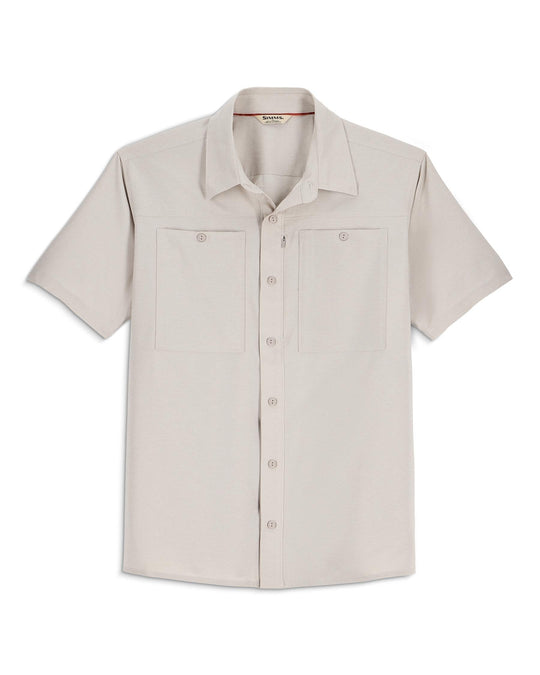 Simms Men's Launch SS Shirt, Lunar Gray Heather, front view