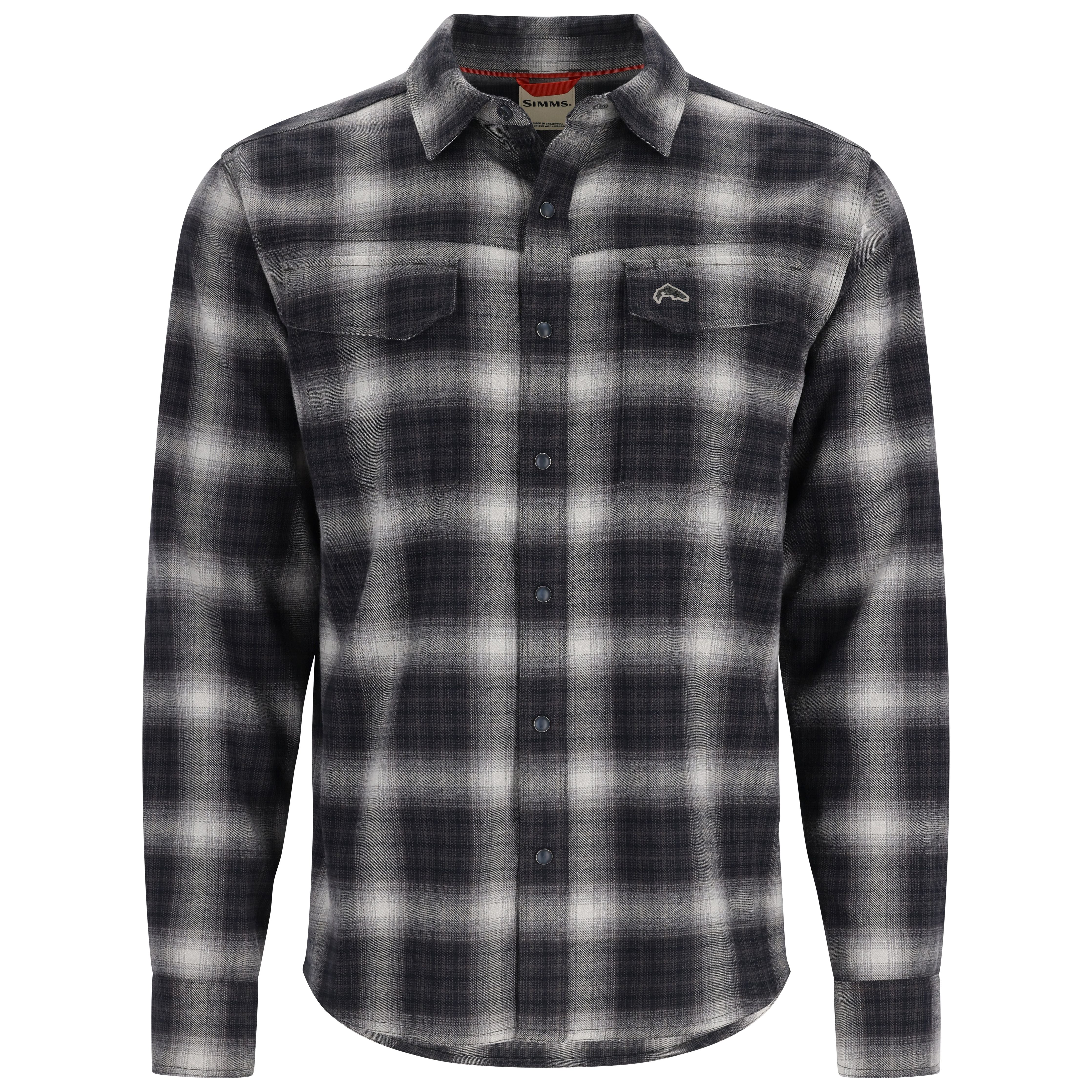 Simms Gallatin Flannel LS Shirt Slate Ombre Plaid Image 01