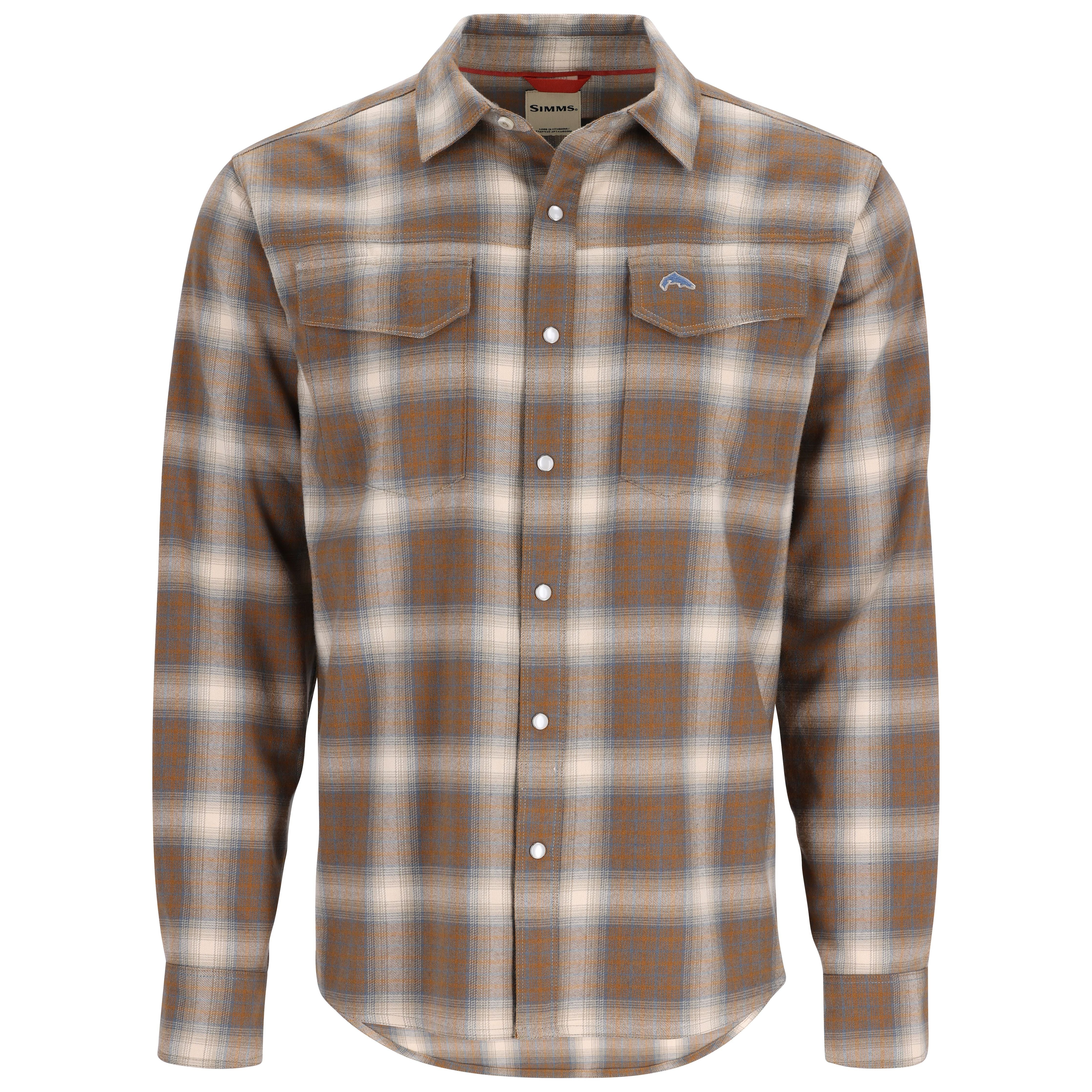 Simms Gallatin Flannel LS Shirt Stone Ombre Plaid Image 01