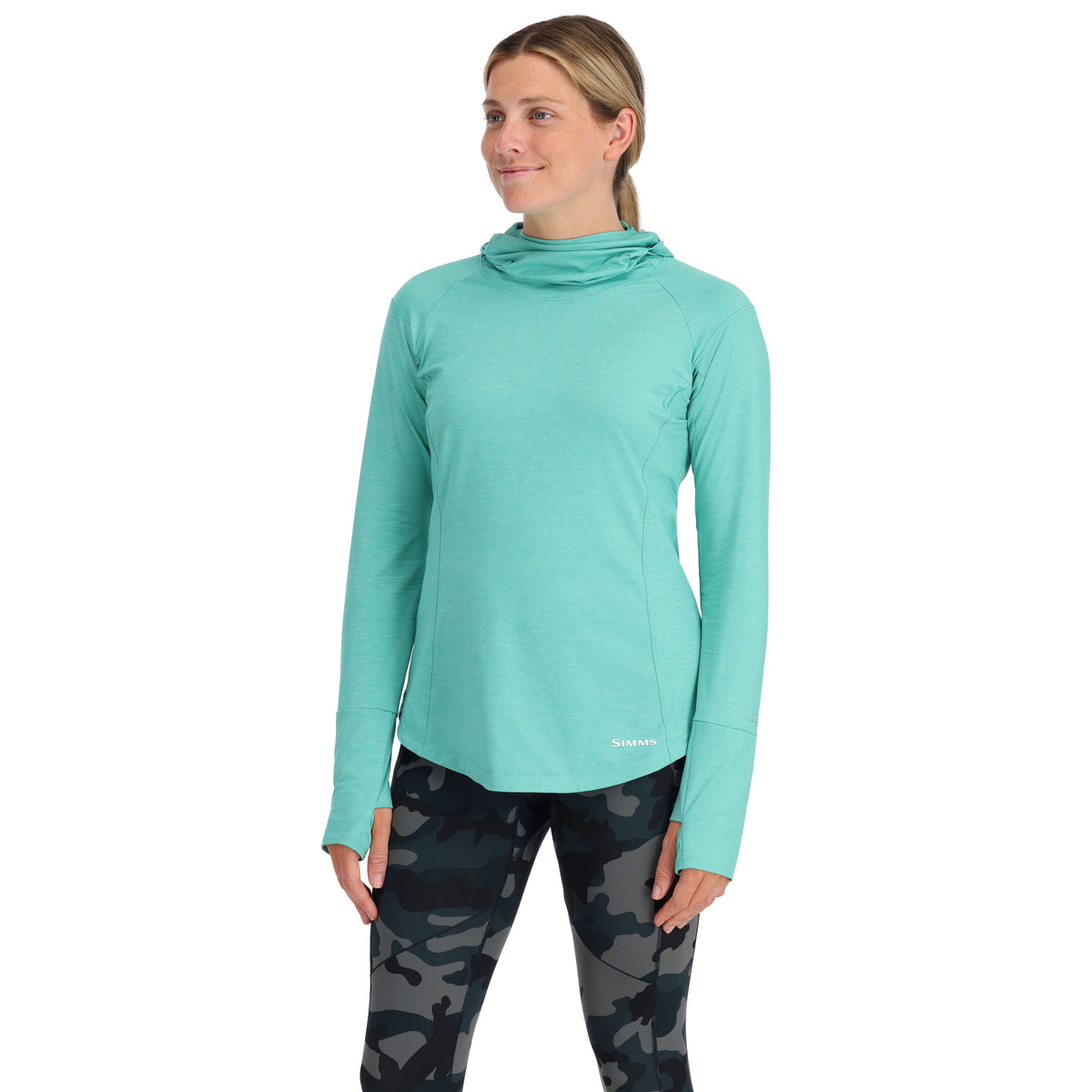 Simms Women's SolarFlex Cooling Hoody - Sale, Gulf Blue