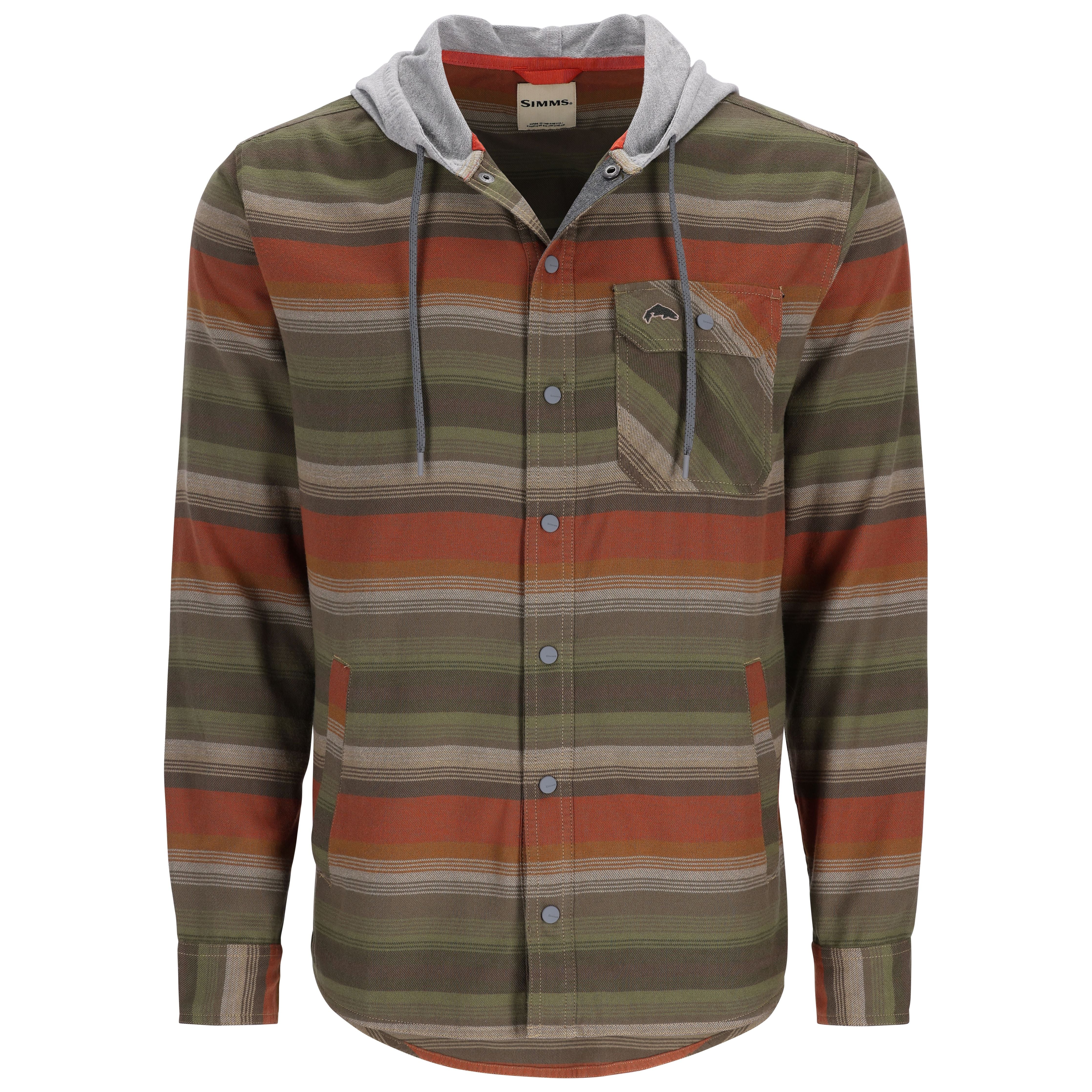 Simms Santee Flannel Hoody Clay / Cork Stripe Image 01