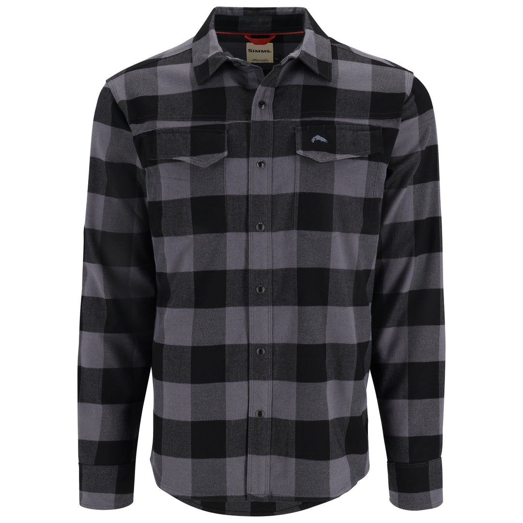 Simms Men's Gallatin Flannel LS Shirt Slate Buffalo Check Image 01