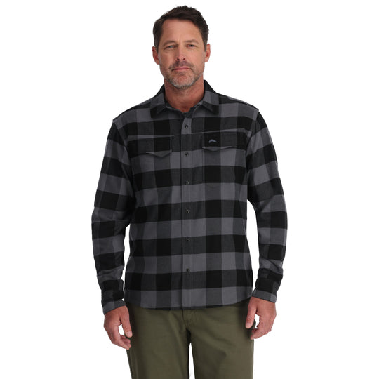 Simms Men's Gallatin Flannel LS Shirt Slate Buffalo Check Image 03