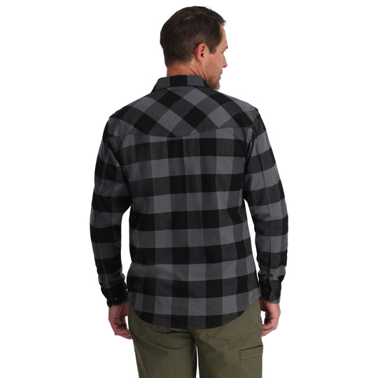 Simms Men's Gallatin Flannel LS Shirt Slate Buffalo Check Image 04