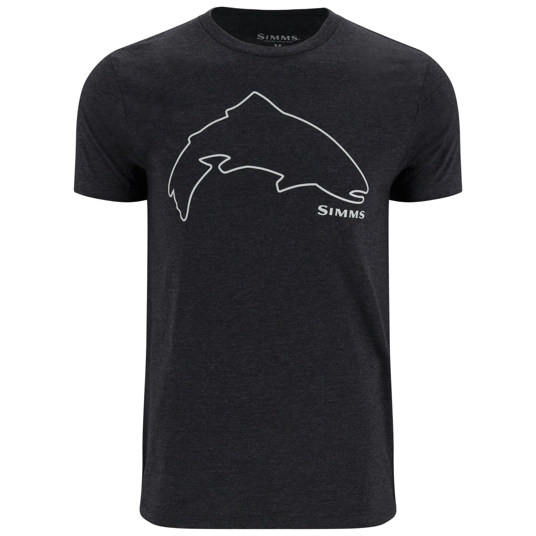 Simms Men's Trout Outline T-Shirt Dark Gunmetal Heather Image 01