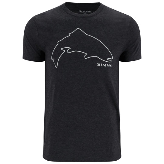 Simms Men's Trout Outline T-Shirt Dark Gunmetal Heather Image 01