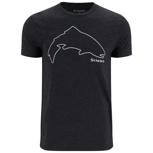 Simms Men's Trout Outline T-Shirt Dark Gunmetal Heather Image 01