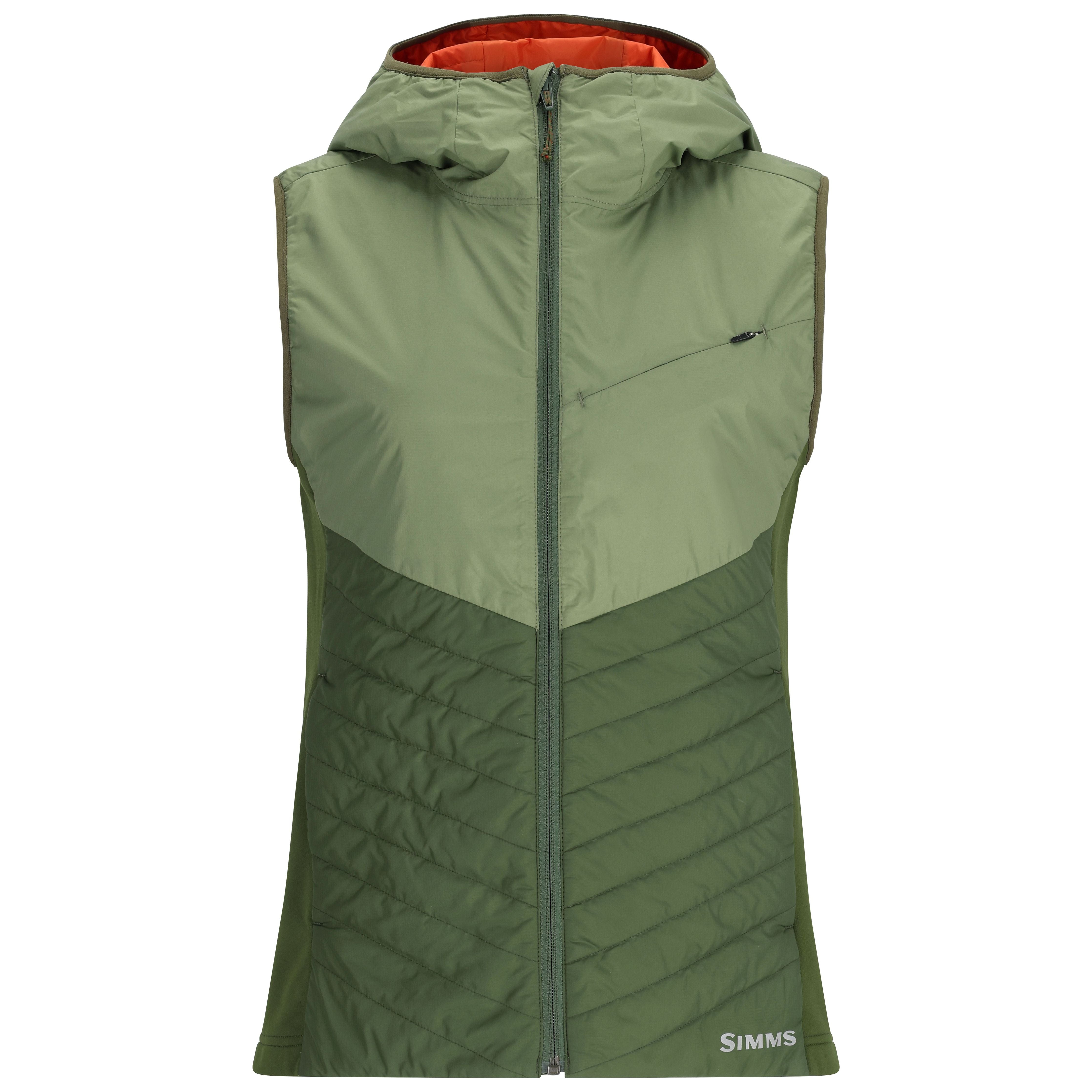 Simms Women's Fall Run Hybrid Hooded Vest Dark Clover / Riffle Green Image 01