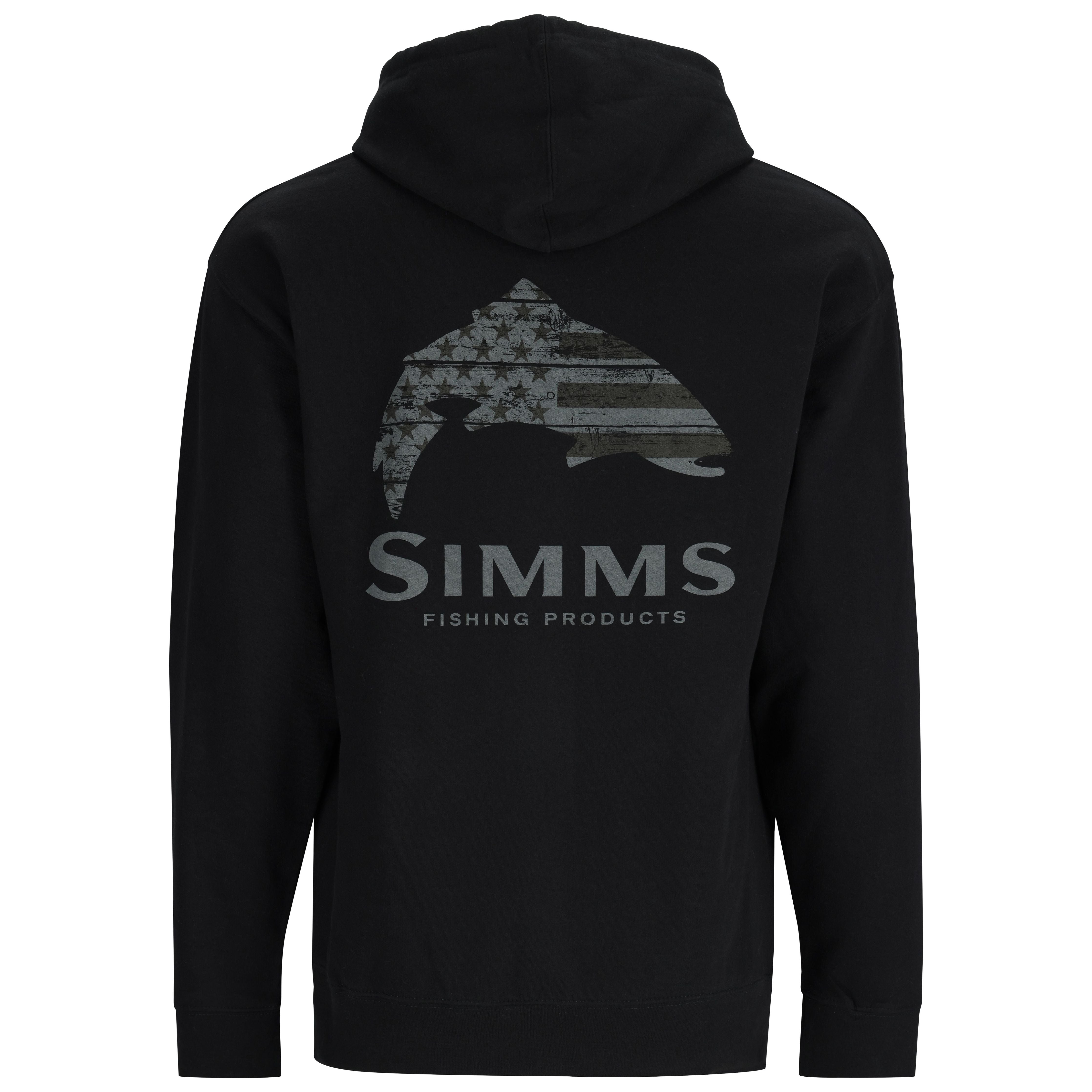 Simms Wooden Flag Trout Hoody Black Image 01