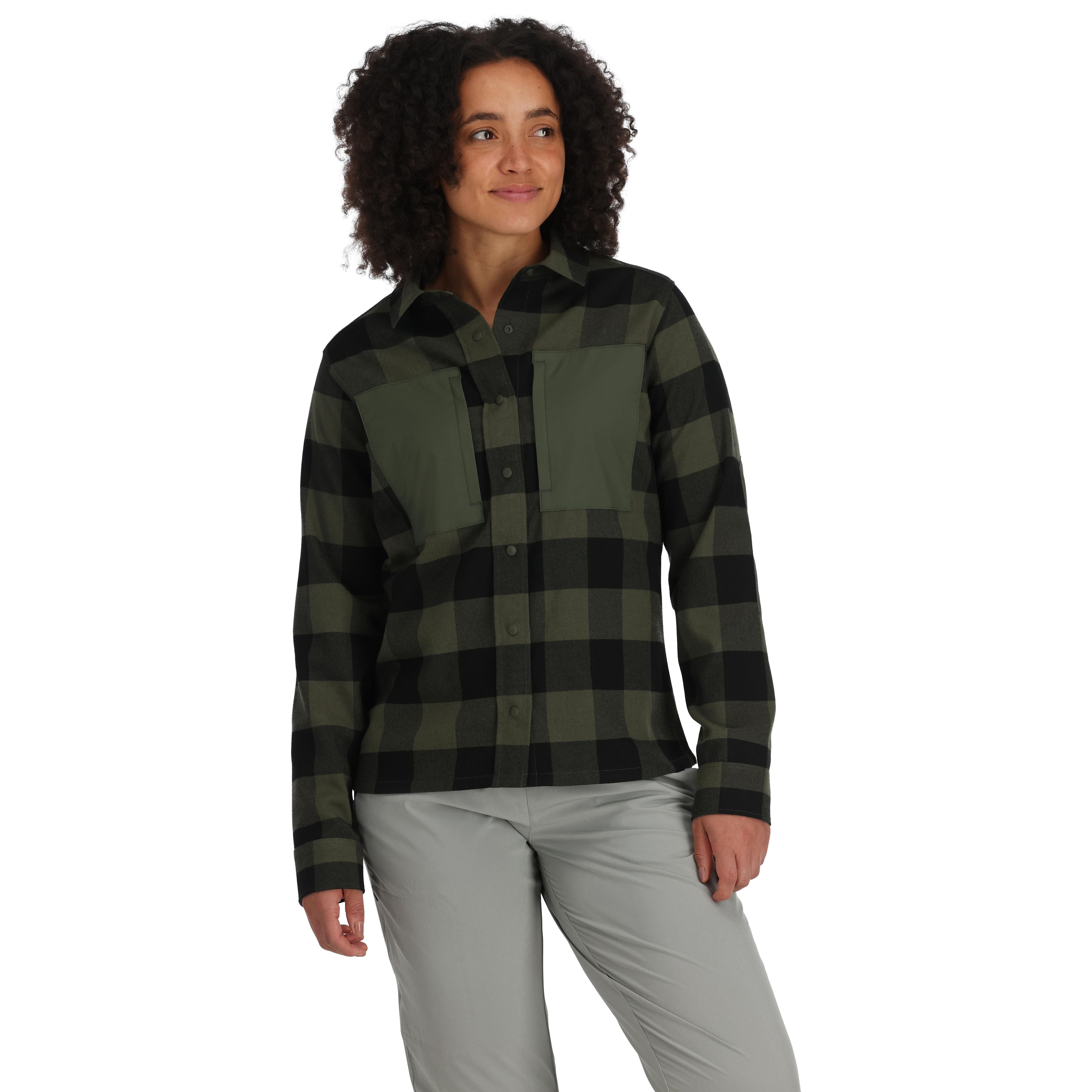 Simms Women's Guide Flannel Loden Buffalo Check Image 03