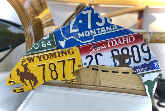 24" Mixed Western State Trout License Plate Art | Tailwaters Fly Fishing