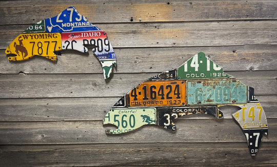 24" Mixed Western State Trout License Plate Art | Tailwaters Fly Fishing
