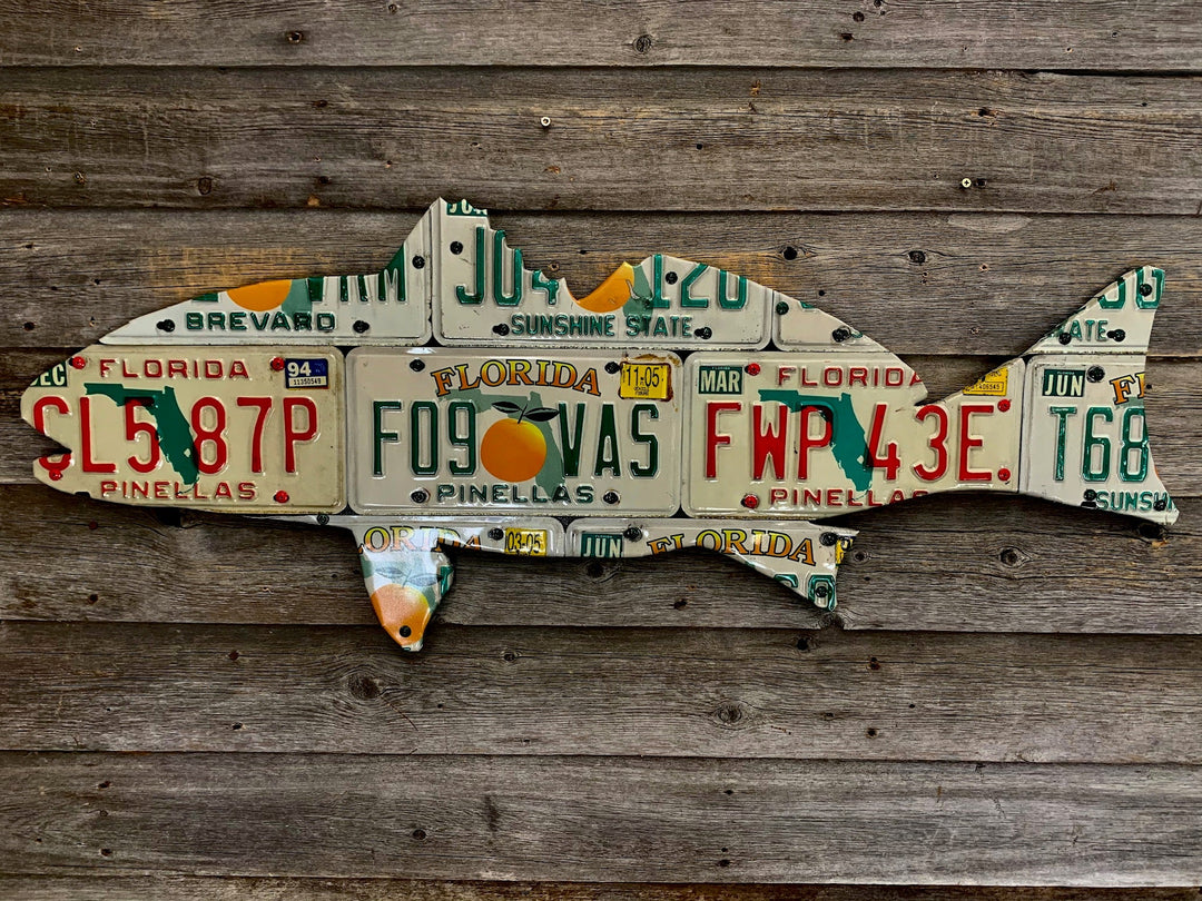 Florida Orange Redfish License Plate Art | Tailwaters Fly Fishing