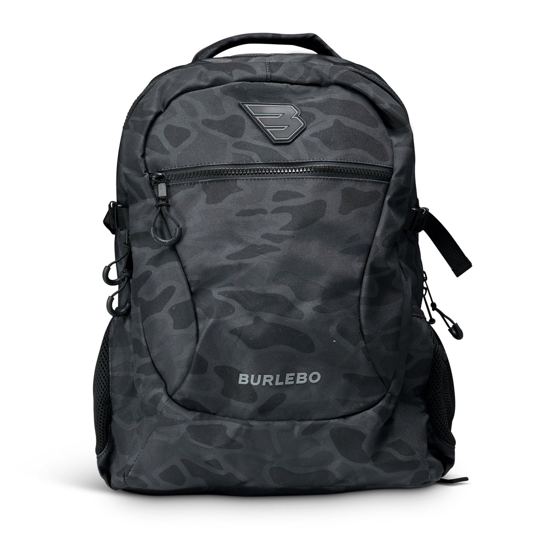 Burlebo Backpack, Black Camo, front view