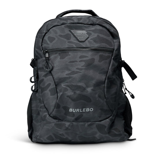 Burlebo Backpack, Black Camo, front view