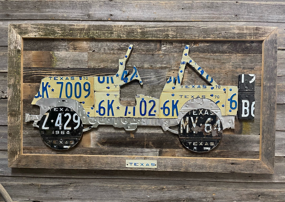 Texas Vintage CJ-7 Jeep License Plate Art | Tailwaters Fly Fishing