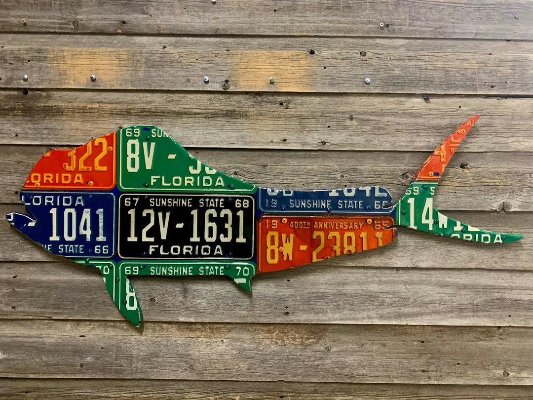 Florida Antique Mahi-Mahi License Plate Art | Tailwaters Fly Fishing