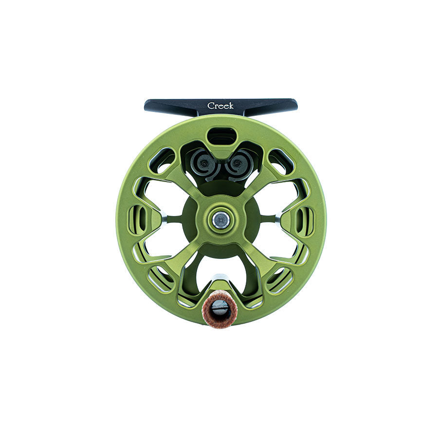 Ross Reels Cimarron Creek Reel, Matte Olive, side view
