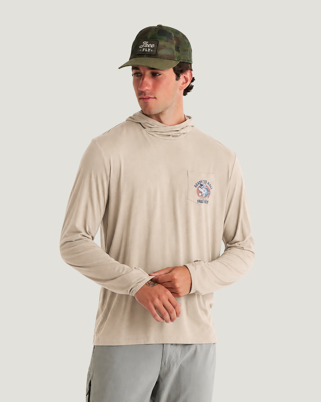 Free Fly Men's Bamboo Lightweight Graphic Hoodie, view 6