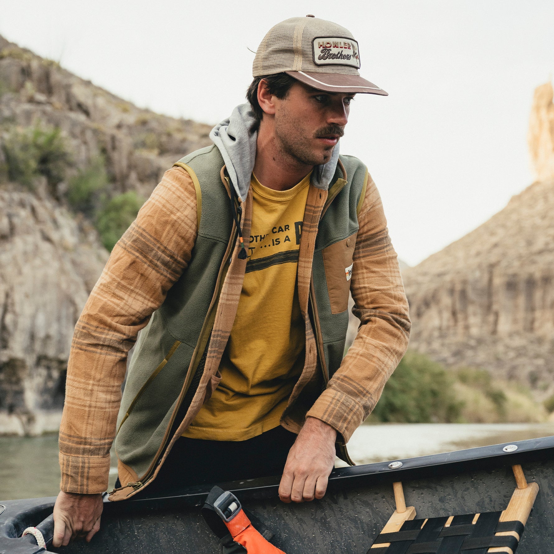 Howler Brothers Unstructured Snapback: Feedstore : Osprey Prey : Khaki / Brown | Tailwaters Fly Fishing