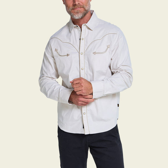 Howler Brothers Broncbuster Longsleeve Snapshirt, Prairie Dust, front view, view 2
