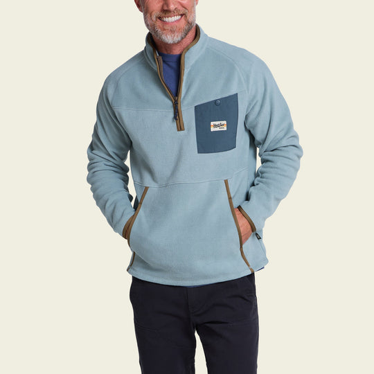 Howler Brothers Free Range Fleece Pullover, Iron Blue, front view