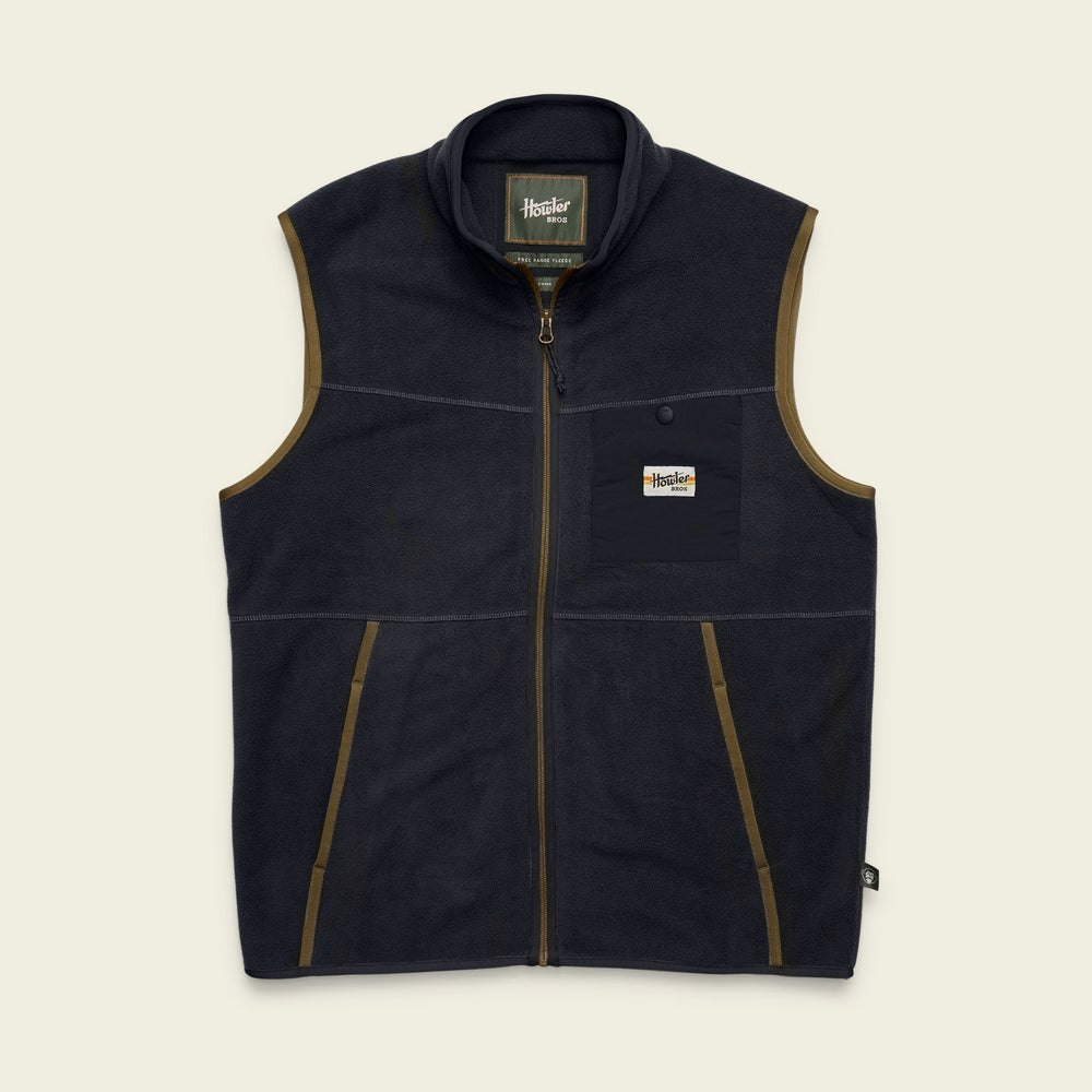 Howler Brothers Free Range Fleece Vest, Carbonite, front view