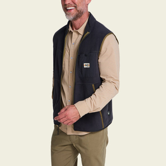 Howler Brothers Free Range Fleece Vest, Carbonite, front view, view 2