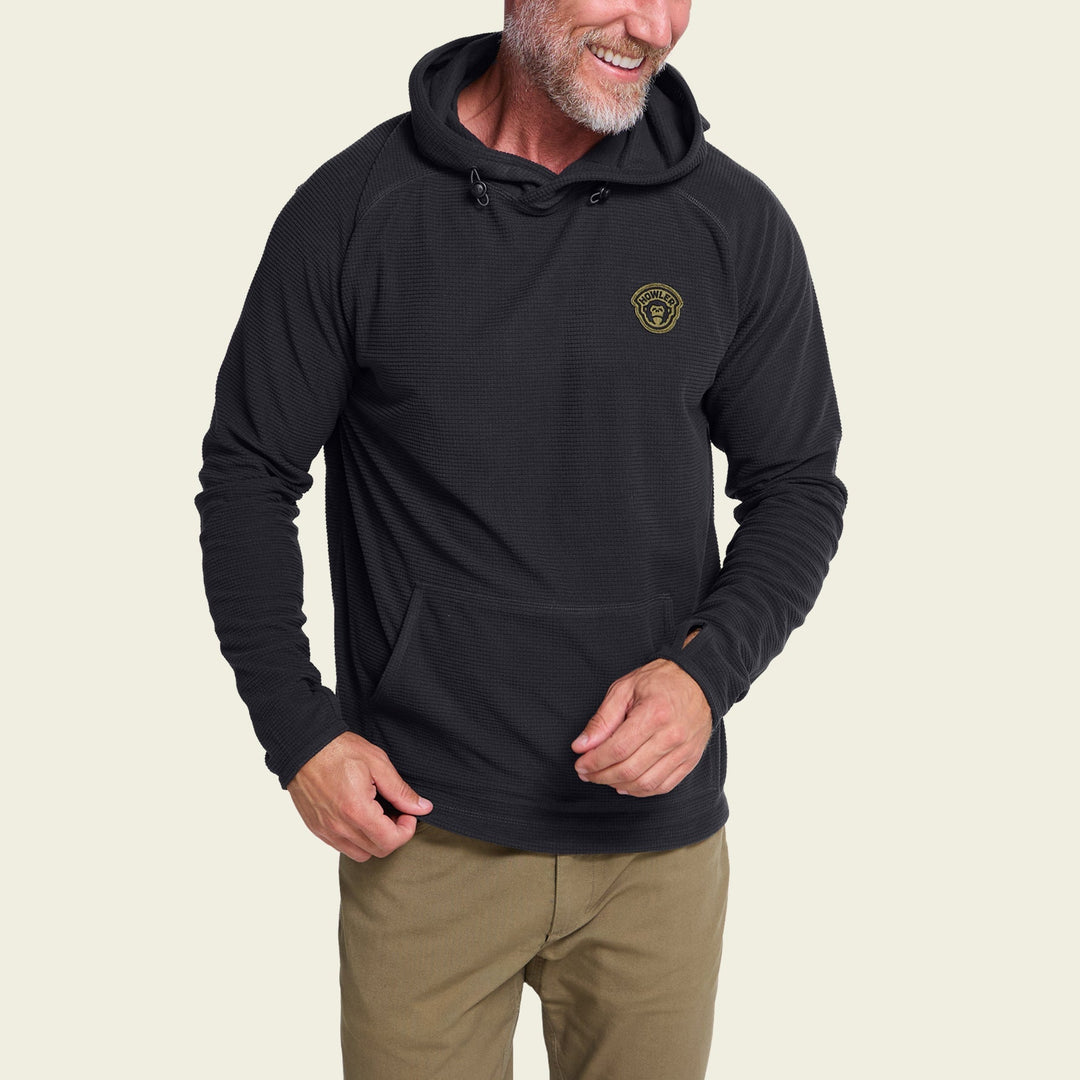 Howler Brothers Palo Duro Fleece Hoodie, Antique Black, front view, view 2
