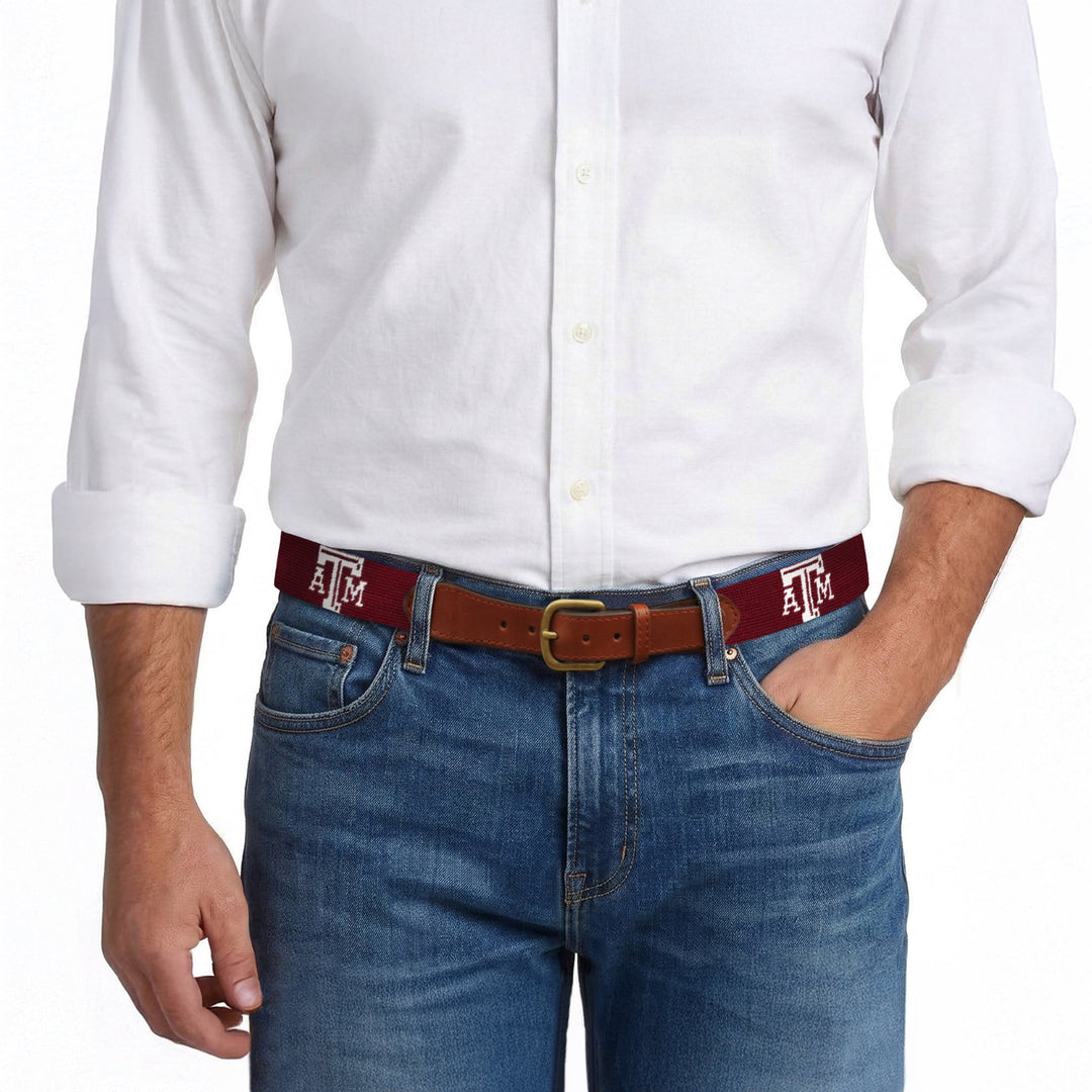 Smathers & Branson Texas A&M Belt (Maroon), Maroon, view 3
