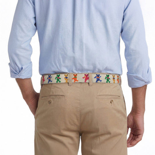 Smathers & Branson Dancing Bears Belt, Oatmeal, back view