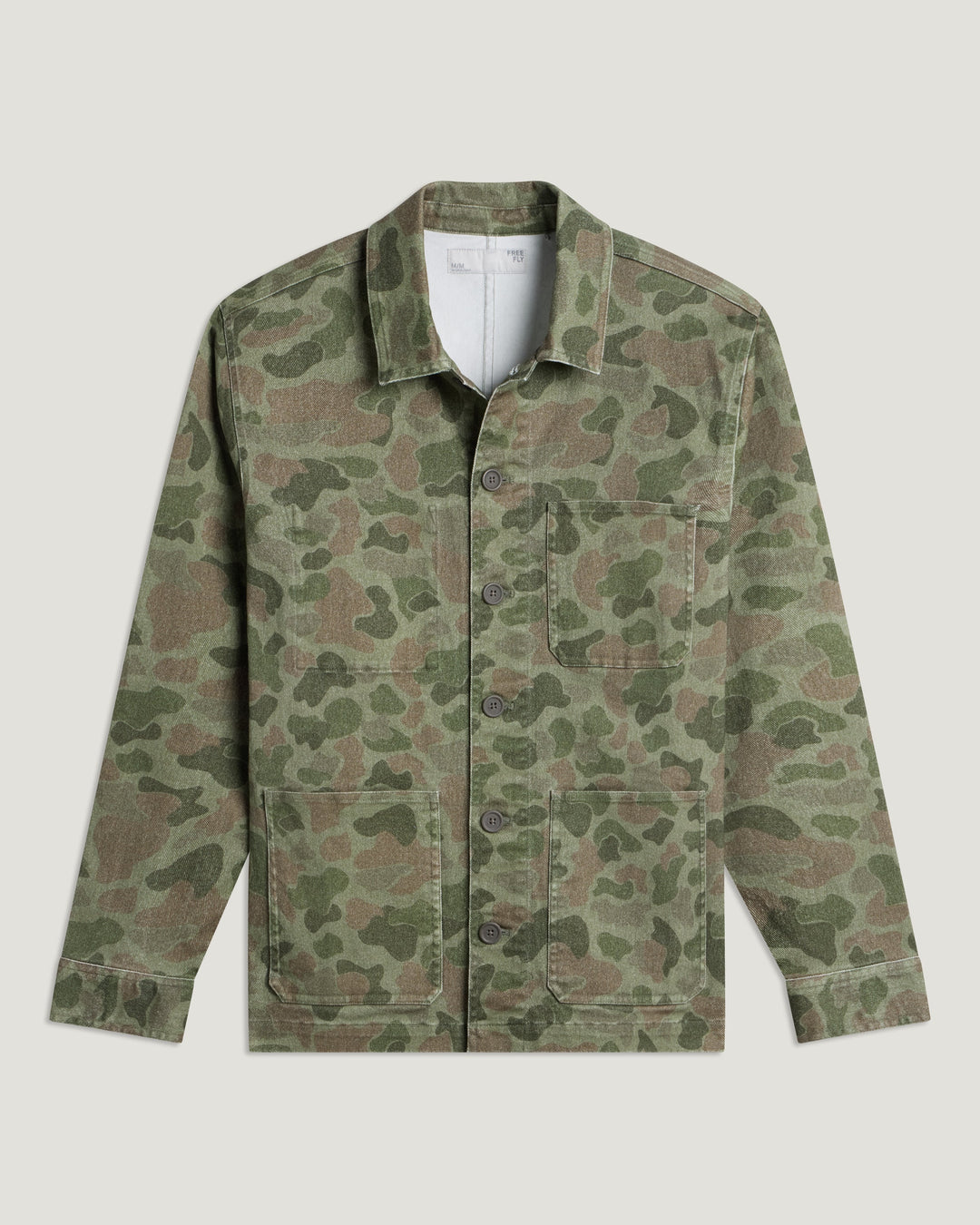Free Fly Men's Folly Twill Chore Coat, Vintage Camo Oil Green