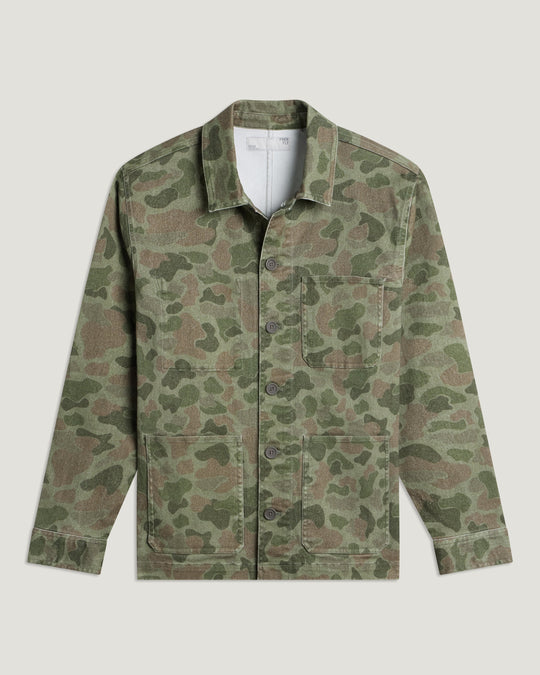 Free Fly Men's Folly Twill Chore Coat, Vintage Camo Oil Green