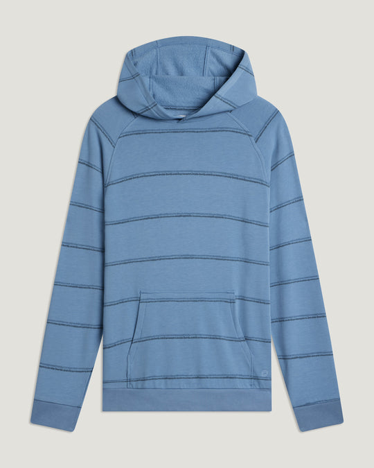 Free Fly Men's Bamboo Lightweight Fleece Hoodie, Dash Double Stripe Windward Blue