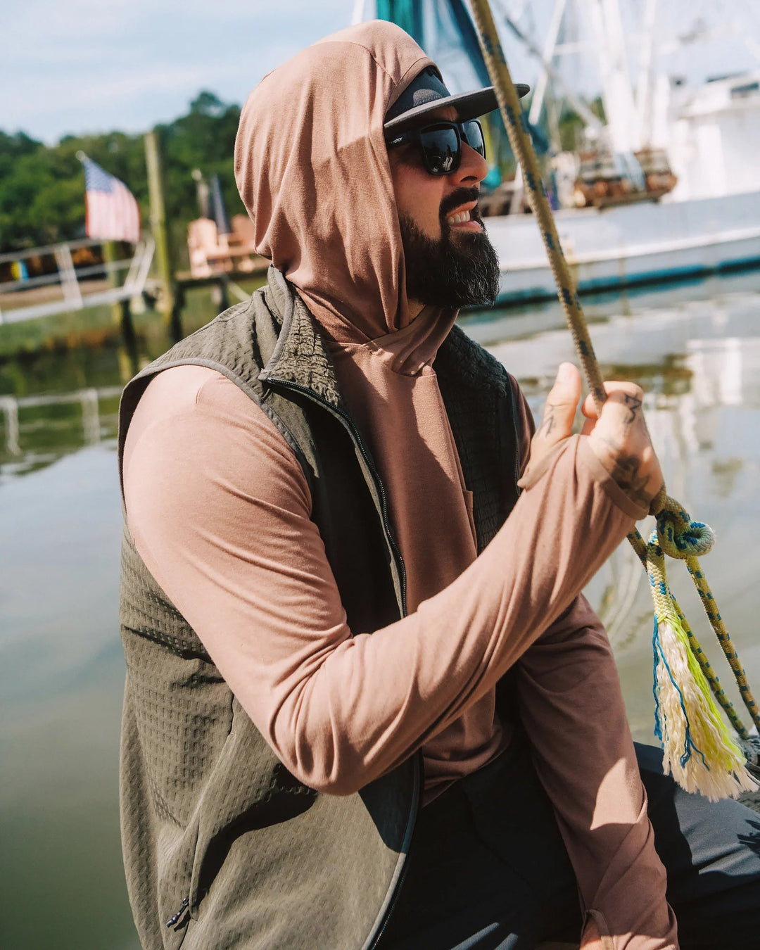 Free Fly Men's Gridback Fleece Vest, Gridback Vest, worn, view 3