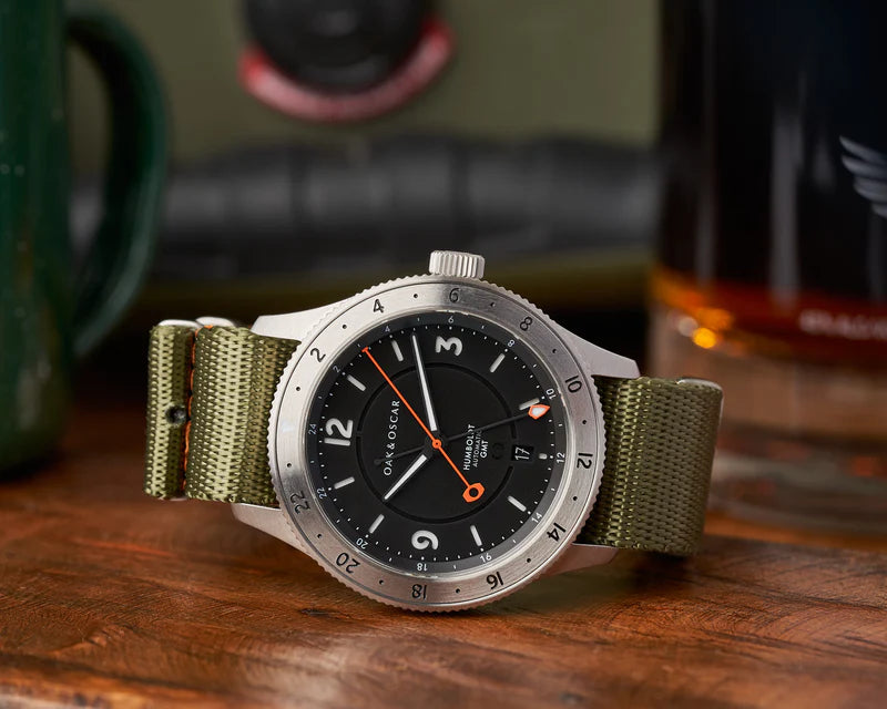 Oak & Oscar The Humboldt GMT - Black Dial | Tailwaters Fly Fishing