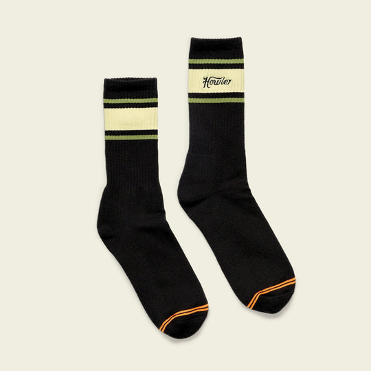 Howler Brothers Socks: Howler Script, Black, front view, view 2