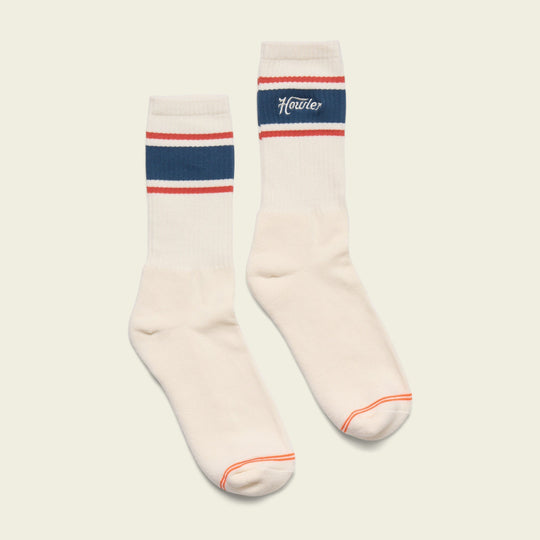 Howler Brothers Socks: Howler Script, White, front view, view 2