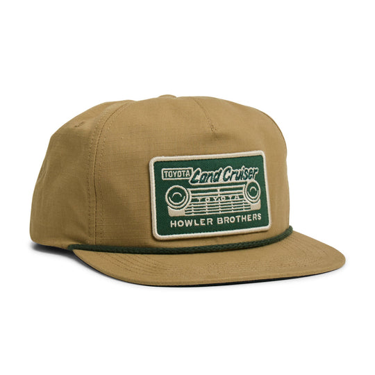 Howler Brothers HB X Land Cruiser Snapback: Grill View British Khaki | Tailwaters Fly Fishing