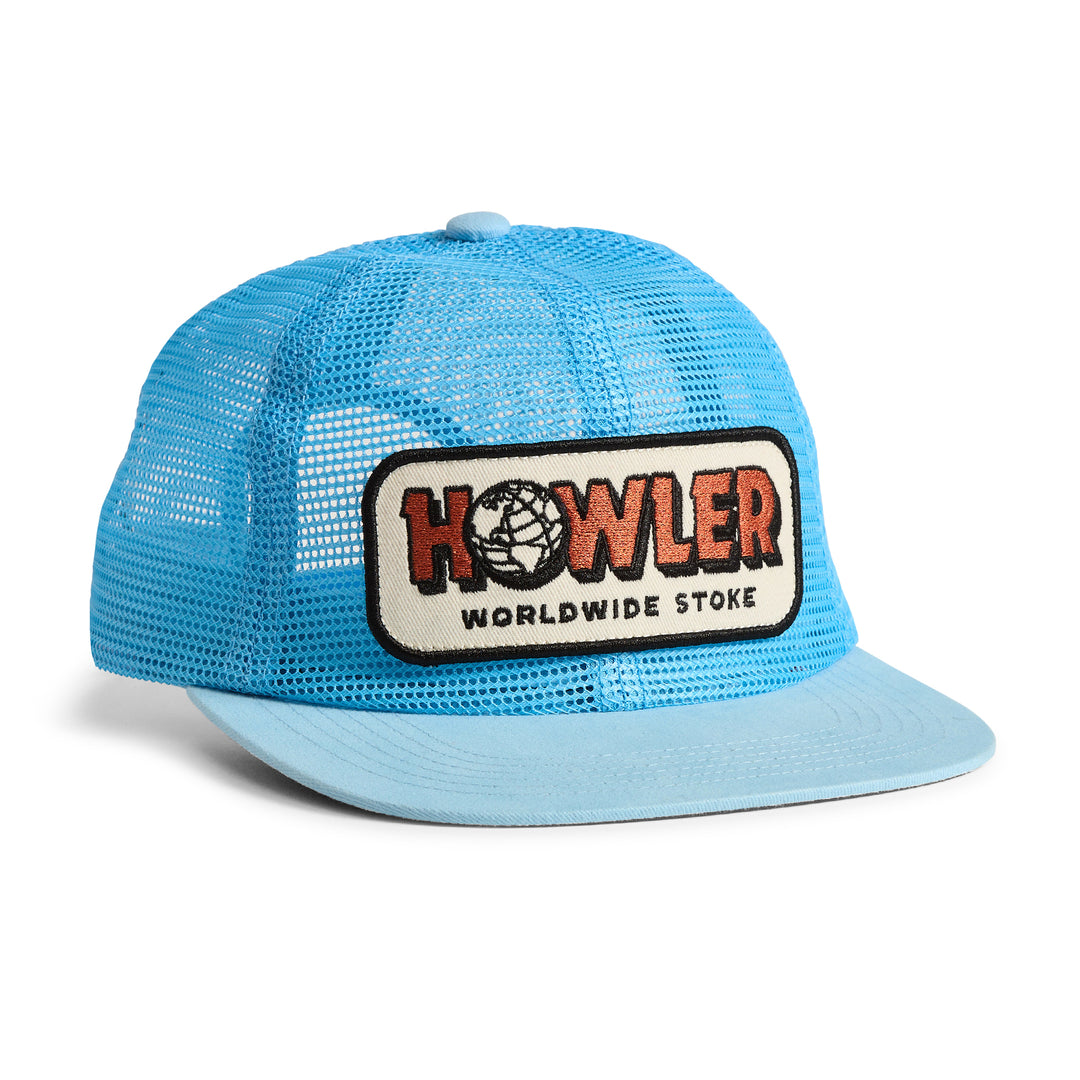 Howler Brothers Unstructured Snapback Hats  - Worldwide Stoke : Light Blue | Tailwaters Fly Fishing