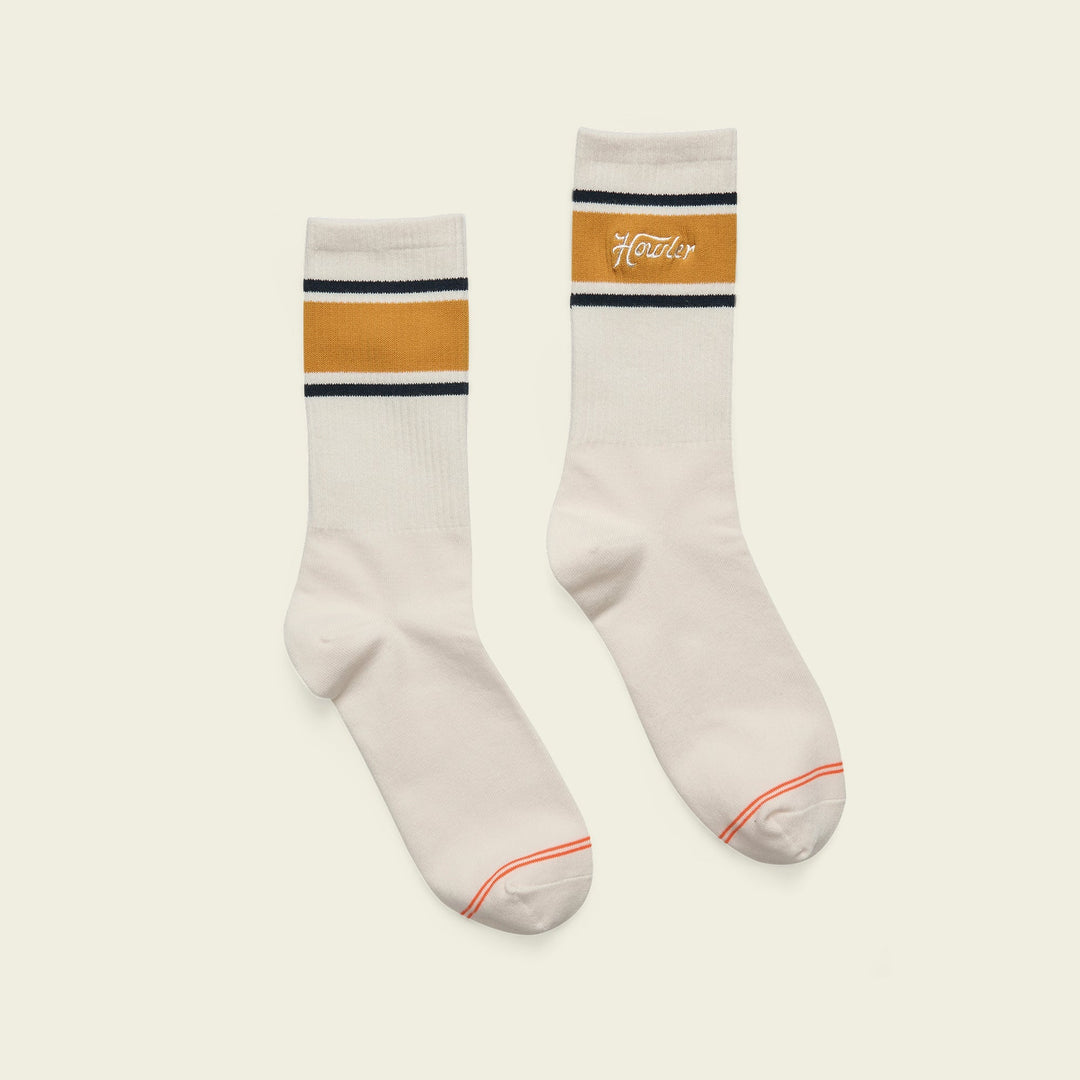 Howler Brothers Socks: Howler Script, White, flat lay
