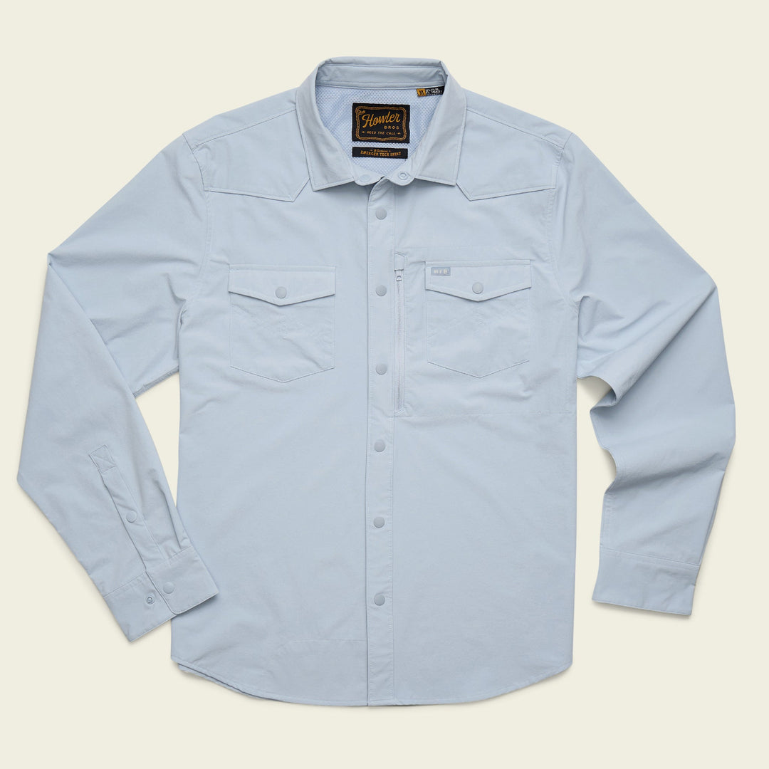 Howler Brothers Emerger Tech Longsleeve, Sky, front view