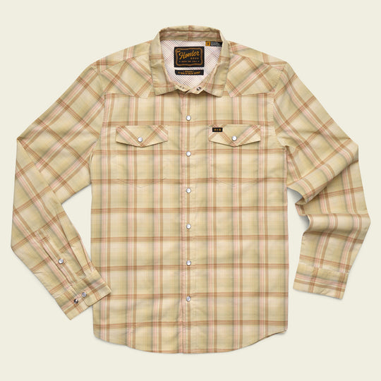 Howler Brothers H Bar B Tech Longsleeve, Isley Plaid : Hemp, front view