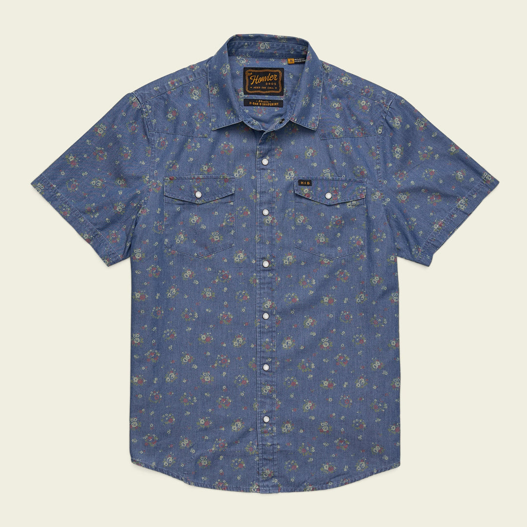 Howler Brothers H Bar B Snapshirt, Bouquets : Washed Indigo, front view