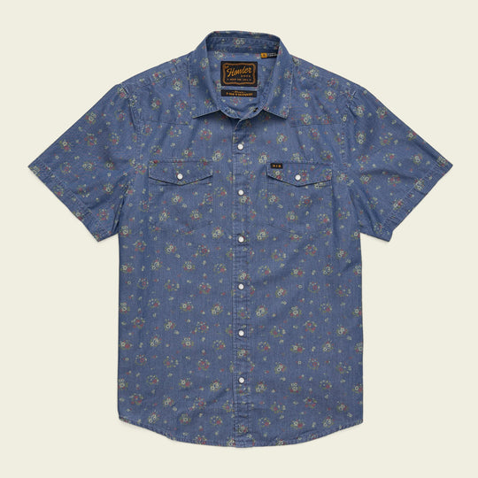 Howler Brothers H Bar B Snapshirt, Bouquets : Washed Indigo, front view